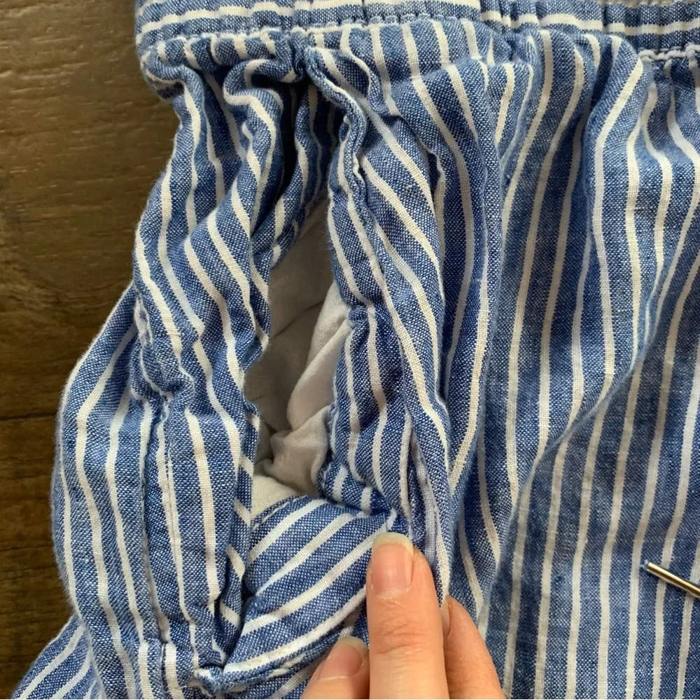 LOGG blue and white striped pinstripe linen pants